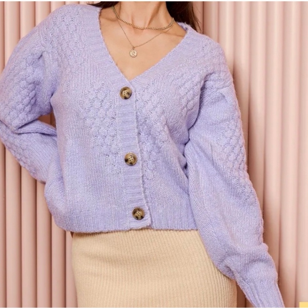 Lulus Bubbly Personality Lavender Knit Oversized Cardigan Sweater
